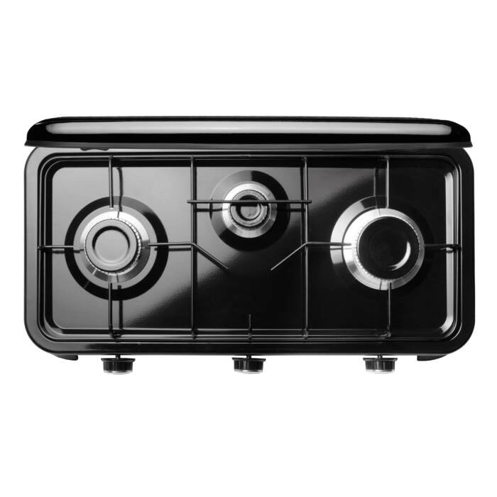 Fornello a gas 3 fuochi GPL da esterno 5,4 kW, piano smaltato con regolazione fiamma e supporti pentola - Sogo