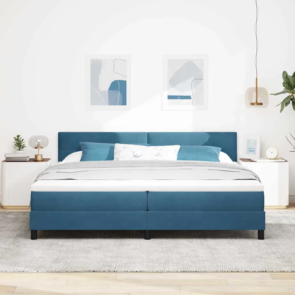 Letto a Sorgente LED con led Blu Scuro 200 x 200 cm Velluto