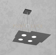 PLATE SOSPENSIONE 4 LUCI QUADRA GRIGIO ANTRACITE 1129-S4-GA
