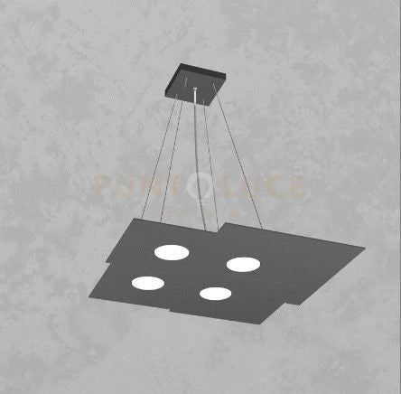PLATE SOSPENSIONE 4 LUCI QUADRA GRIGIO ANTRACITE 1129-S4-GA