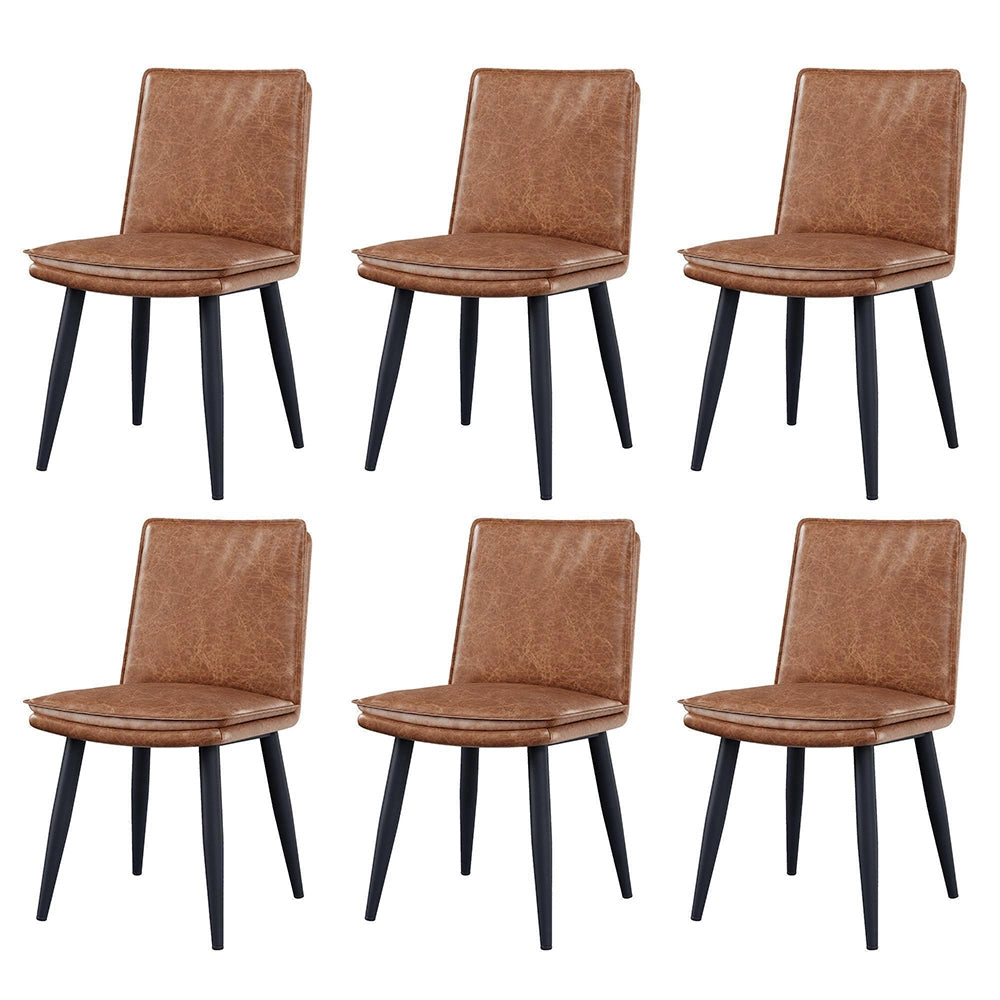 Set 6 sedie da pranzo - Xylo - PU marrone con doppio cuscino