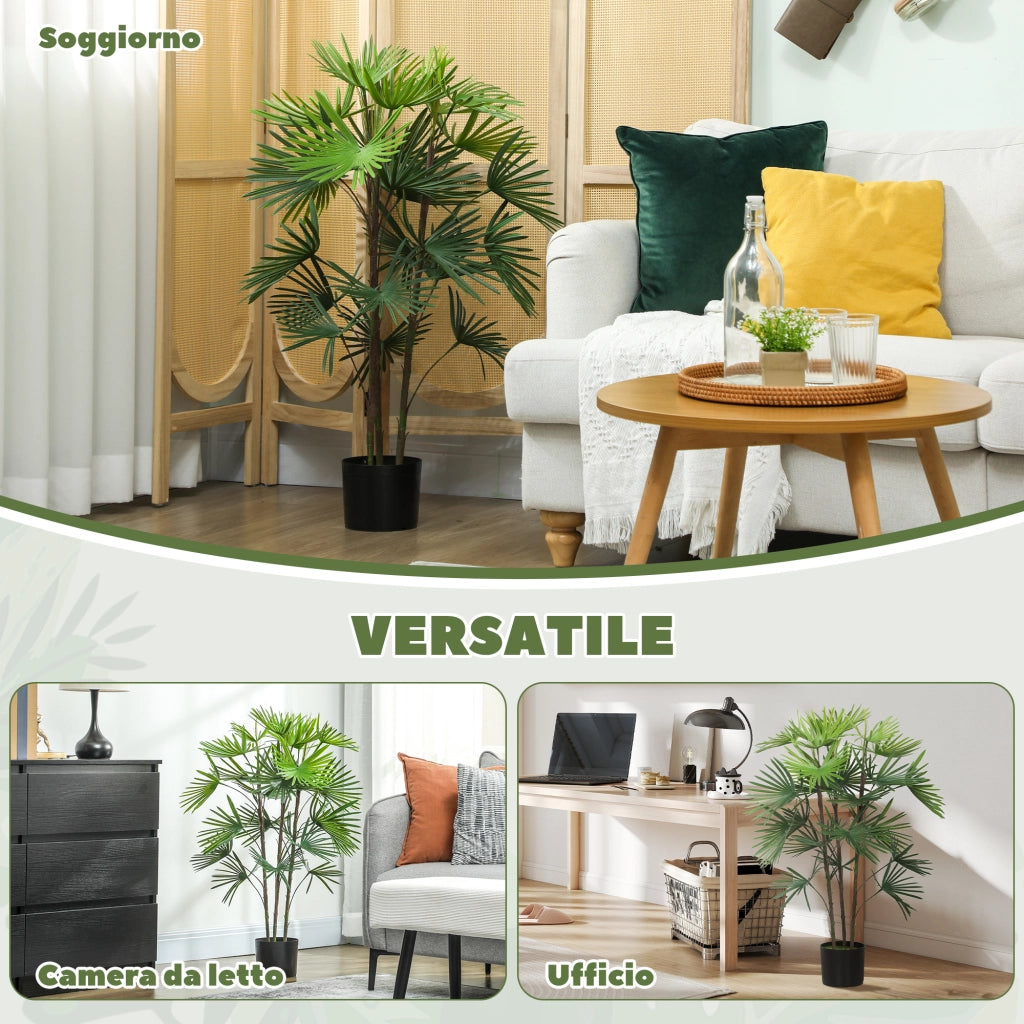 Palma Artificiale 90 cm ¨C Xylo ¨C 24 Foglie Verde Plastica con Vaso