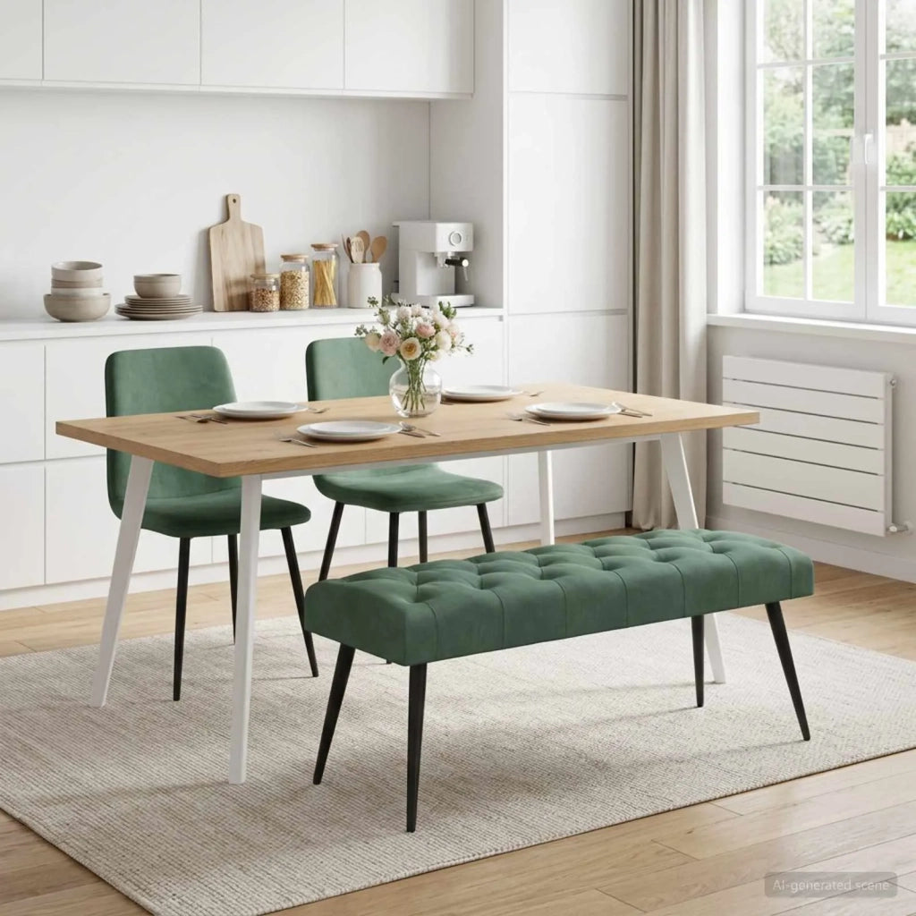 Panchina con bottoni imbottiti Verde Mare 110 x 40 x 46 cm 42038582