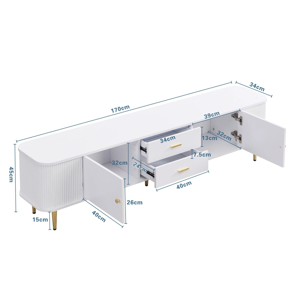 TV-Schrank bianco in MDF lunghezza 170 cm