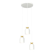 Lampadario Contemporaneo 3 Luci Bastet Base Tonda In Acciaio Bianco E Oro