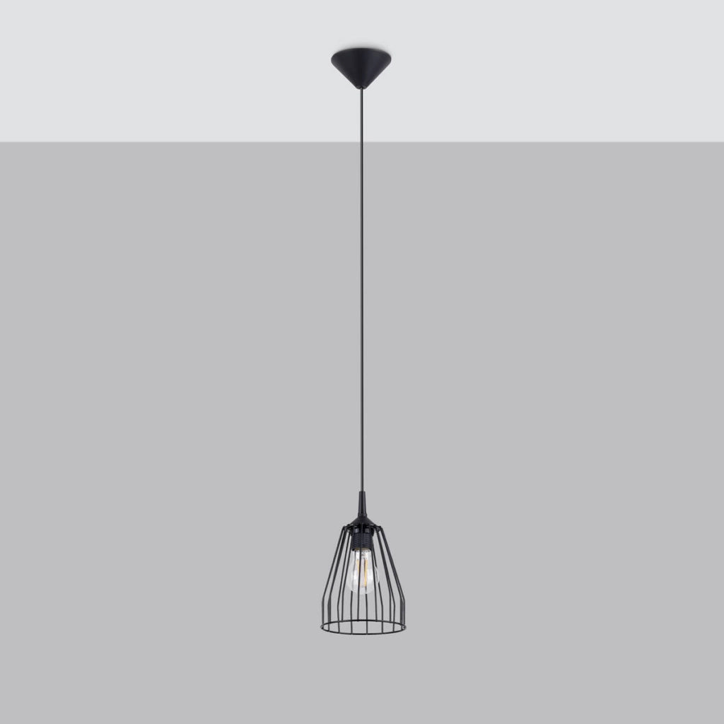 Lampada a sospensione industriale Leyo nera E27 15cm