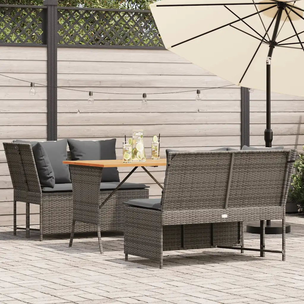 Set Divani da Giardino 3 pz con Cuscini Grigio in Polyrattan 3365343