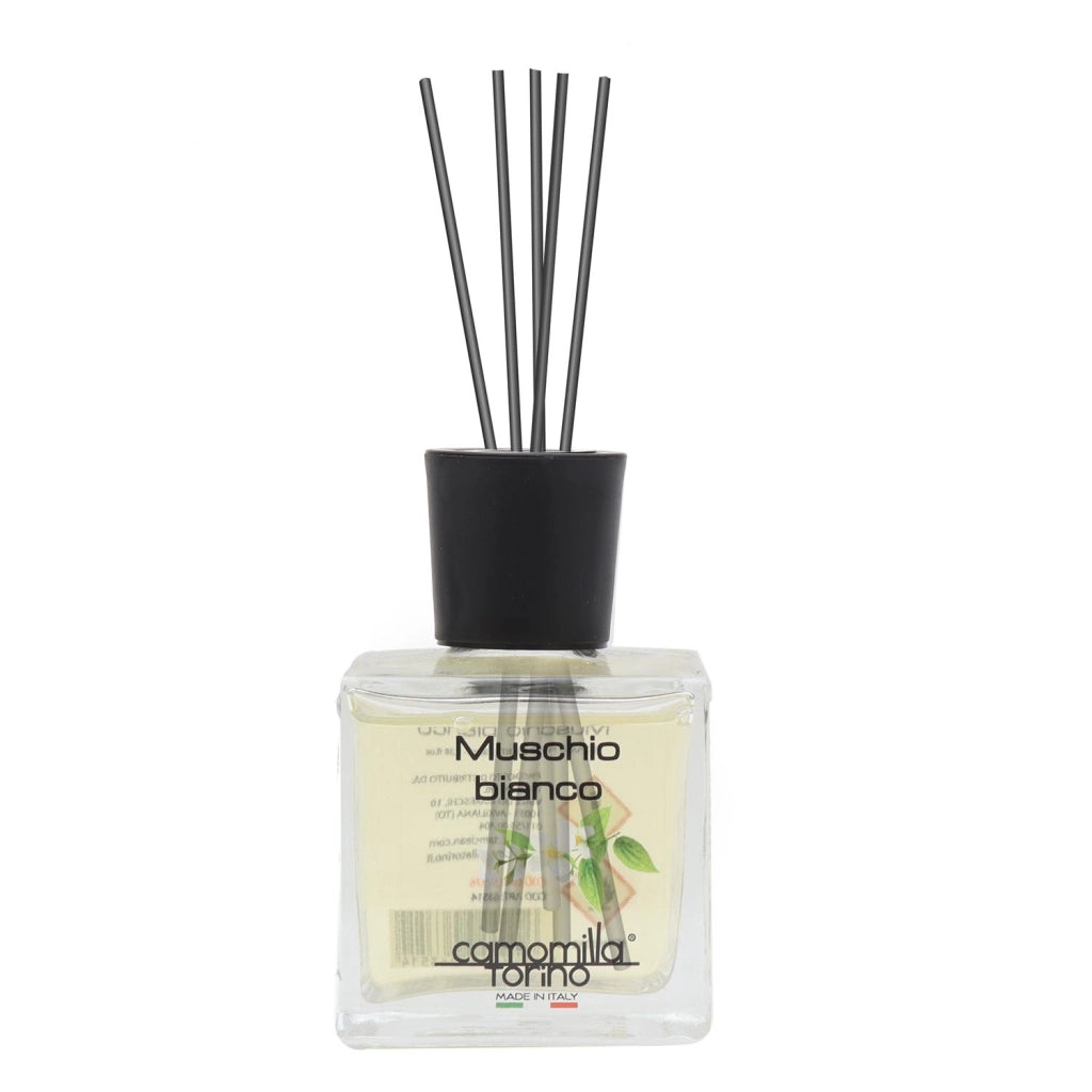 CAMOMILLA TORINO DIFFUSORE PER AMBIENTE CON BASTONCINI MUSCHIO BIANCO DA 100 ML