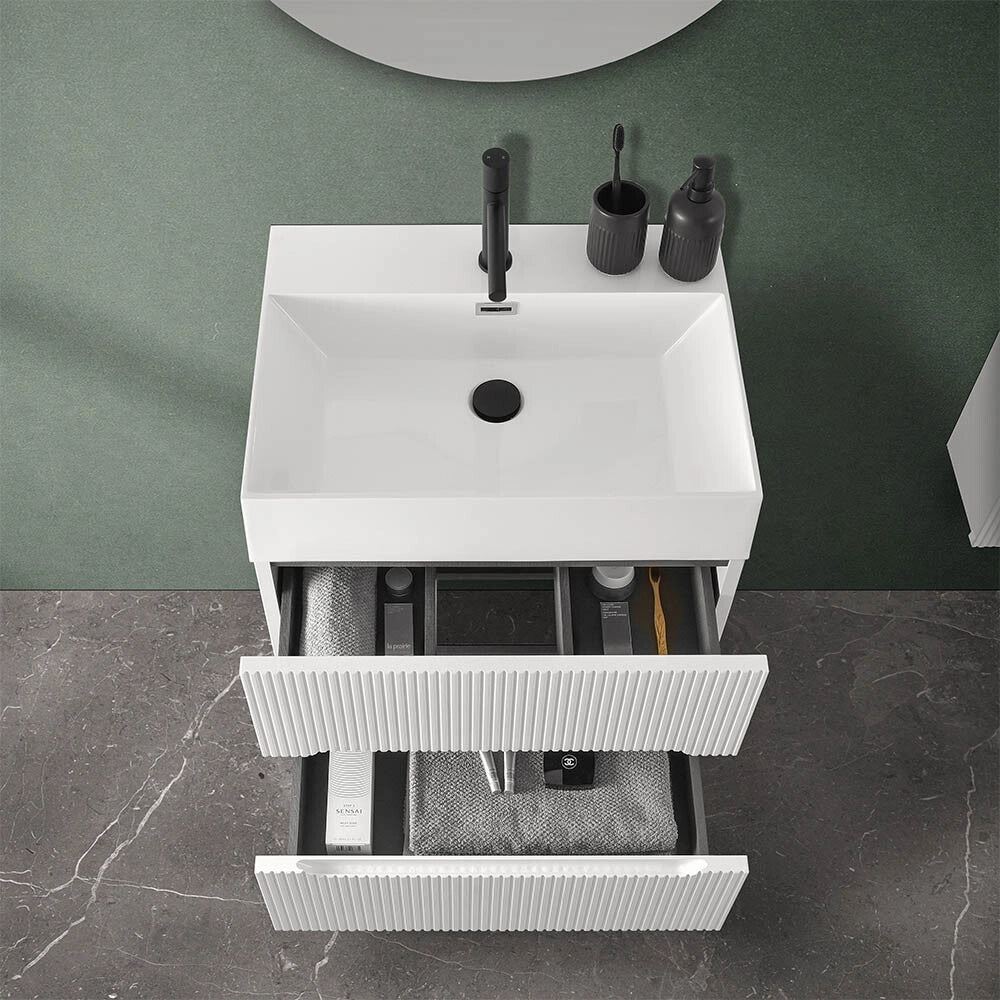 Mobile bagno sospeso cannettato 60 cm bianco opaco Bali