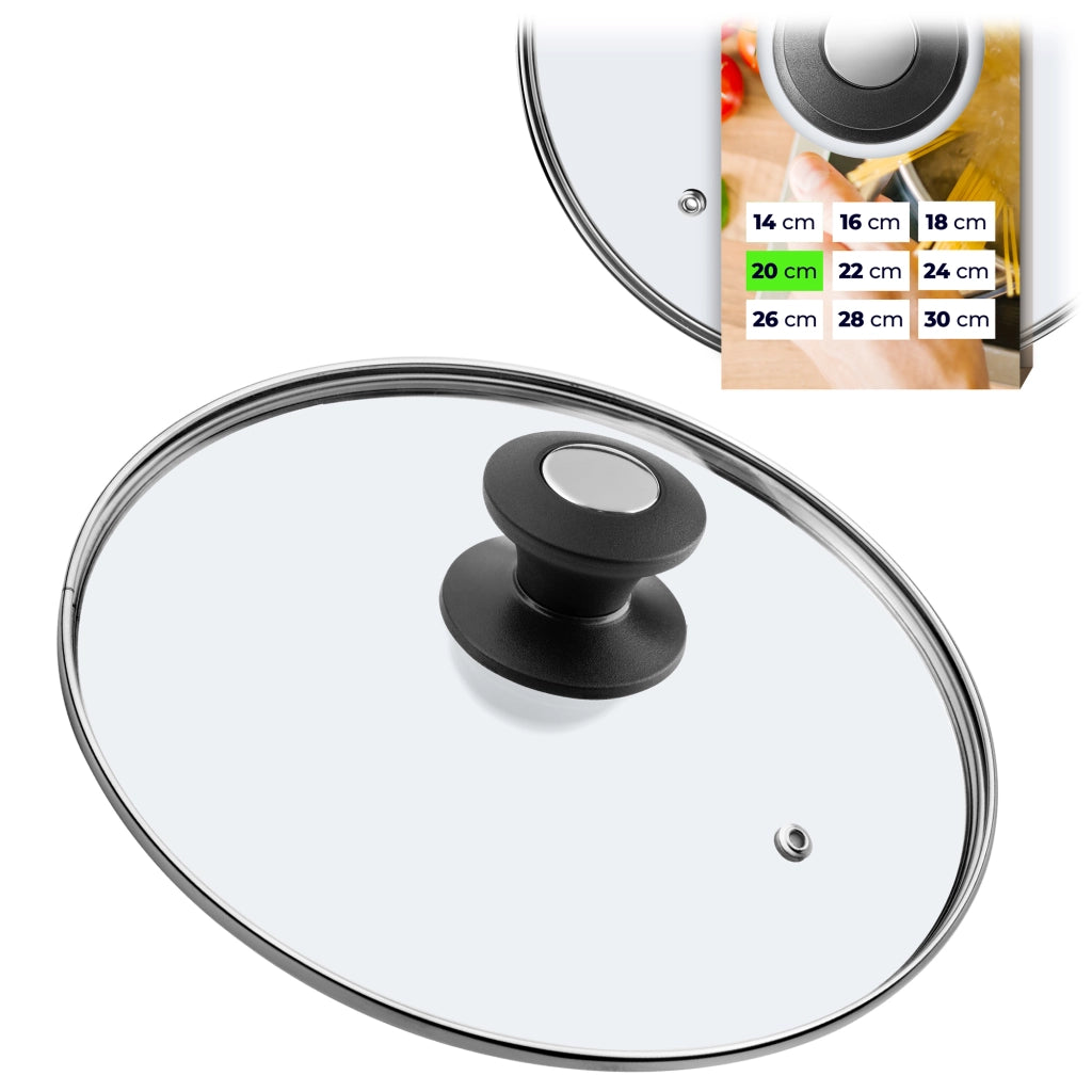 Coperchio in vetro KADAX da 20 cm, universale, resistente al calore, per pentole e padelle.