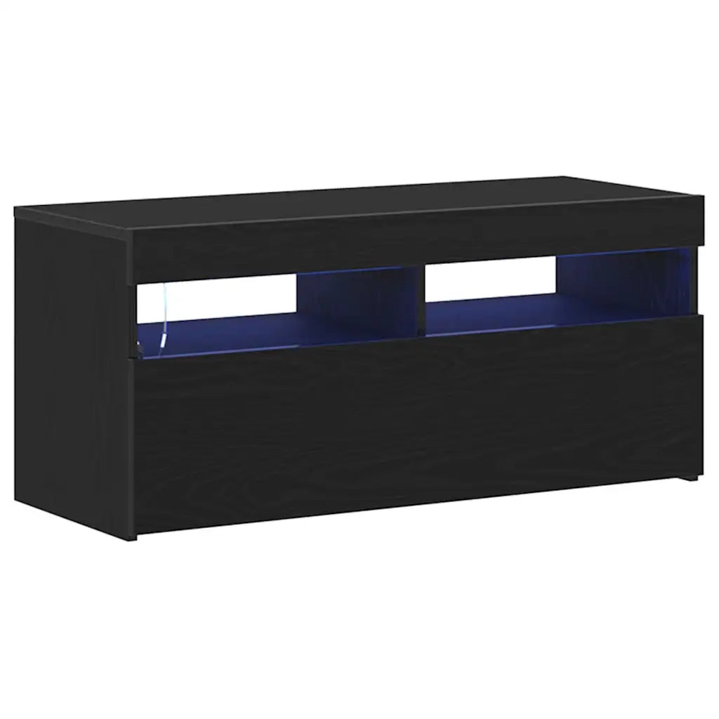 Mobile TV con LED Rovere Nero 90 x 35 x 40 cm Legno multistrato 862554