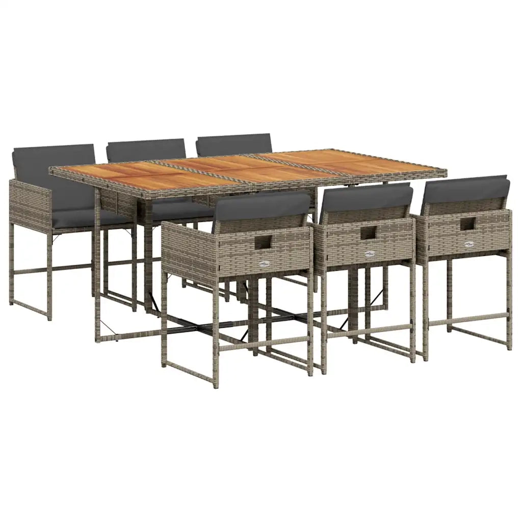 Set da Pranzo da Giardino 7 pz con Cuscini in Polyrattan Grigio 3211274