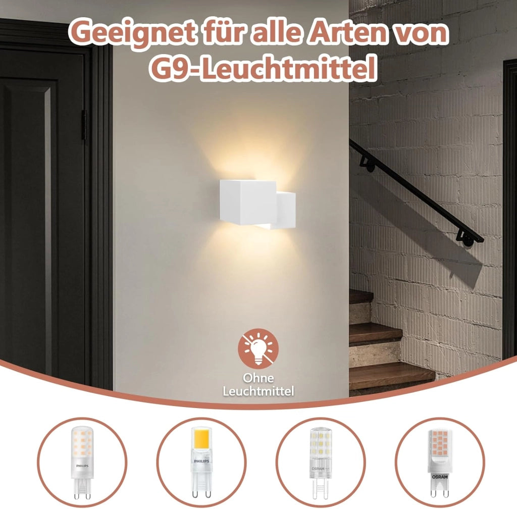 ZMH Applique G9 Lampada in gesso bianco per camera da letto corridoio scale