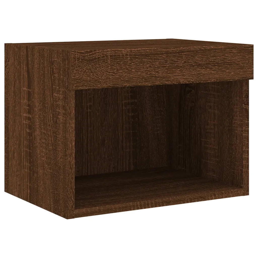 Comodini con Luci LED a Parete 2pz Rovere Marrone 837126