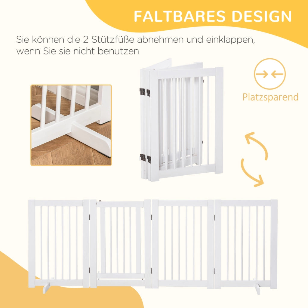 Cancello per Cani in Legno ¨C Minimal ¨C Bianco 204x75 cm