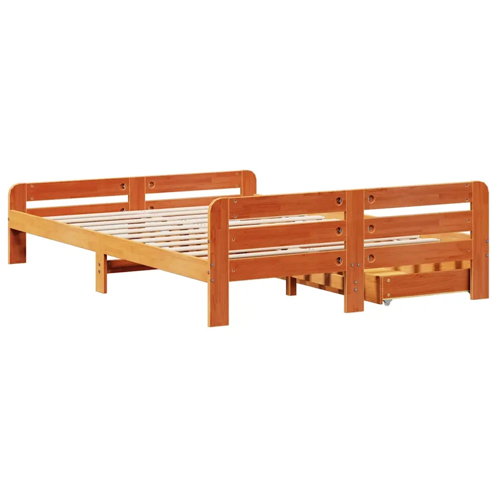 Letto senza Materasso-Struttura Letto Marrone Cera 150x200 cm in Legno di Pino 190329