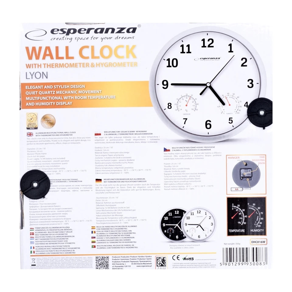 Orologio da parete meccanico Esperanza EHC016K, rotondo, nero
