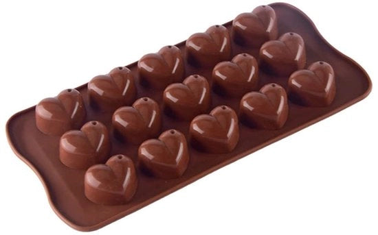 Mallen per torta a forma di cuore in silicone - 15 fori - forma di cuore per torta - stampi per torta in silicone antiscivolo - silicone duraturo - resistente fino a 230°C - facile da pulire - stampo per torta