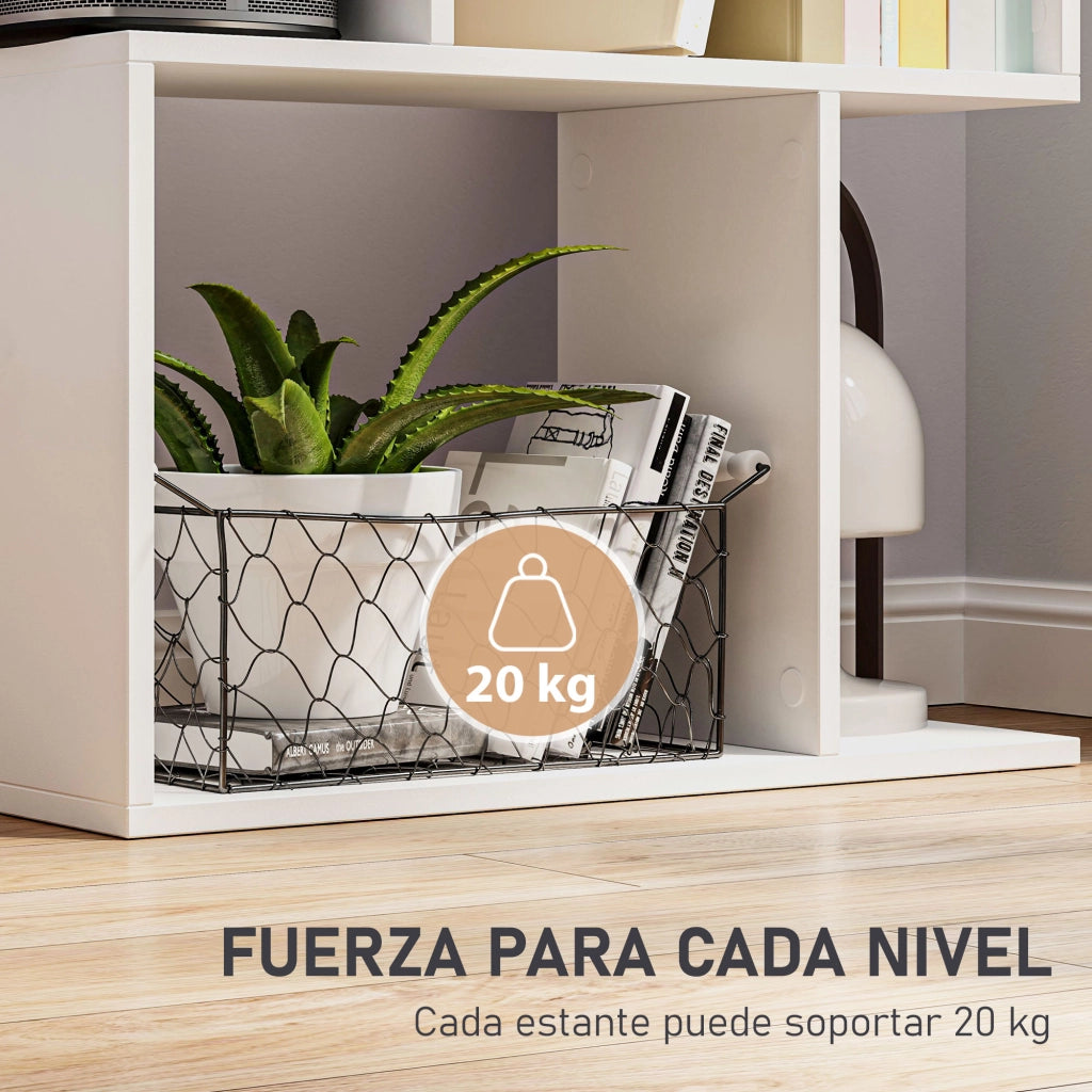 Libreria a S 5 Livelli 10 Ripiani ¨C Minimal ¨C 60x24x184,5 cm Bianco