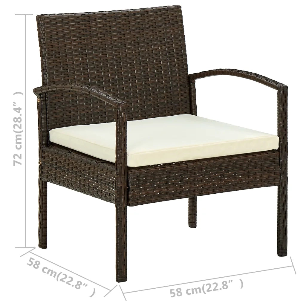 Sedia da Giardino | Sedie da Esterno con Cuscino in Polyrattan Marrone