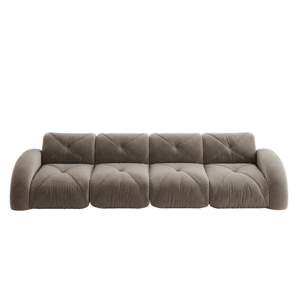 Sofa modulare extra grande senza cornice - Zephmum- Tessuto chenille comodo, design antiscivolo, marrone