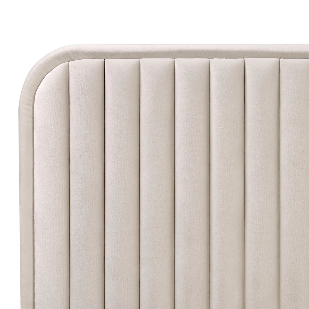 Letto matrimoniale UE Beige Rivestimento in velluto 160 x 200 cm Telaio Poggiatesta Gambe in metallo Design moderno Camera da letto