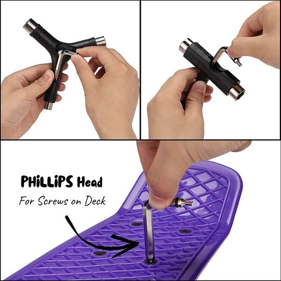 Strumenti per skateboard - Y-Tool per la montaggio - Elevata qualità - Materiale duraturo - Adatto per skateboard e longboard