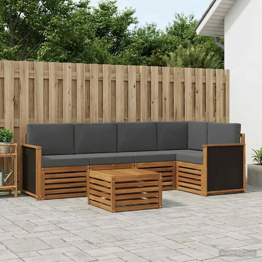 Set divano sezionale con cuscino 5 pcs Naturale e Antracite 3384373