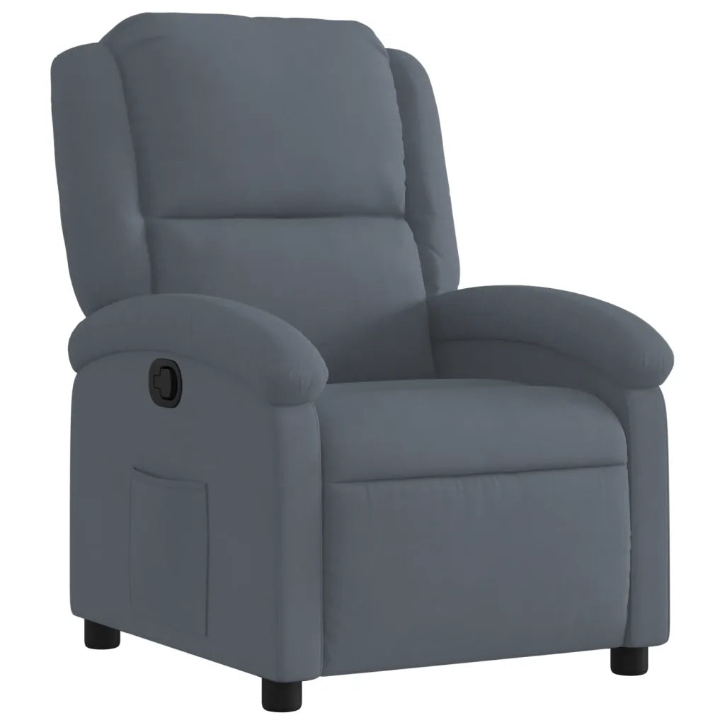 Poltrona | Sedia Relax Reclinabile Grigio Scuro in Velluto