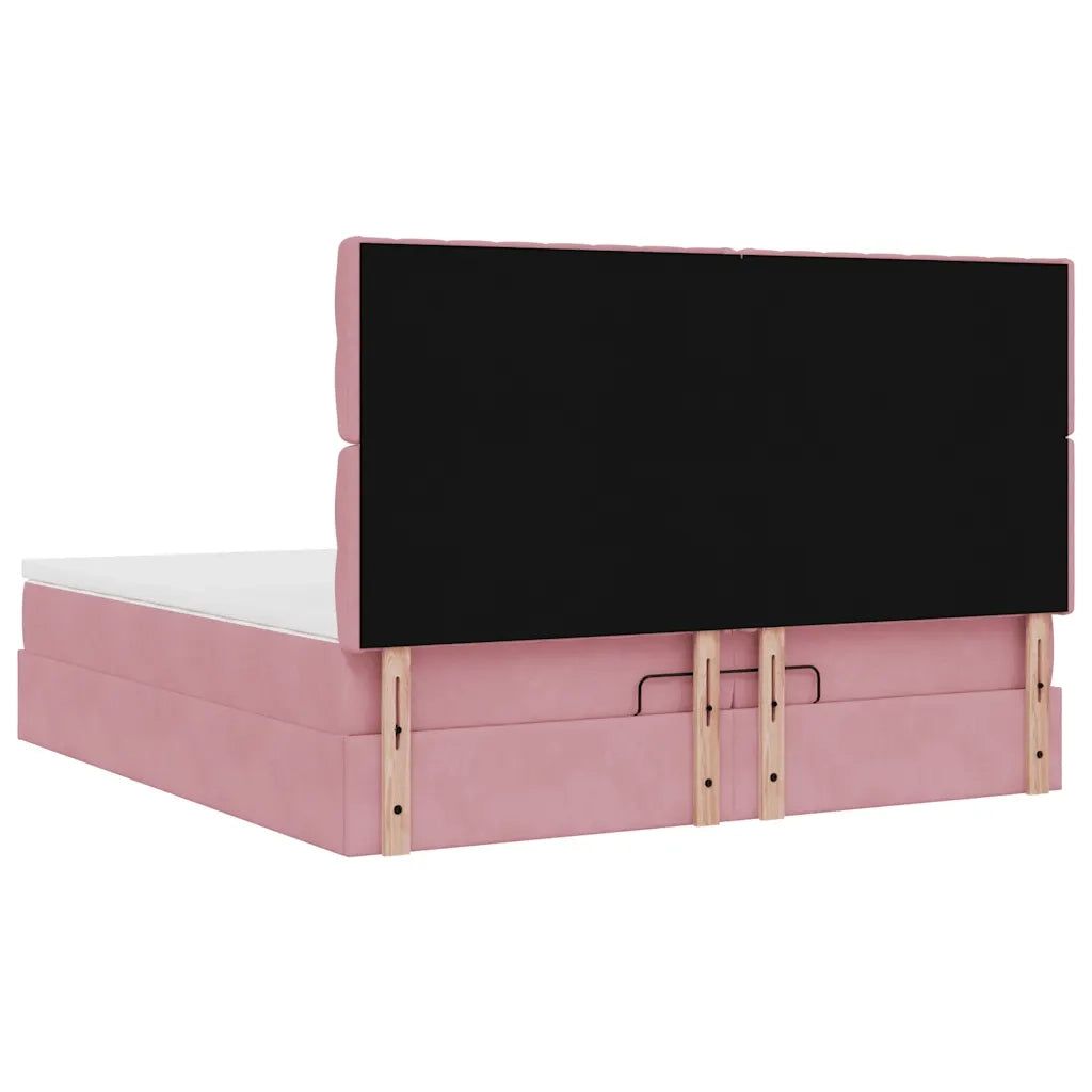 Struttura Letto Pouf con Materassi Rosa 200x200 cm Velluto 3314419