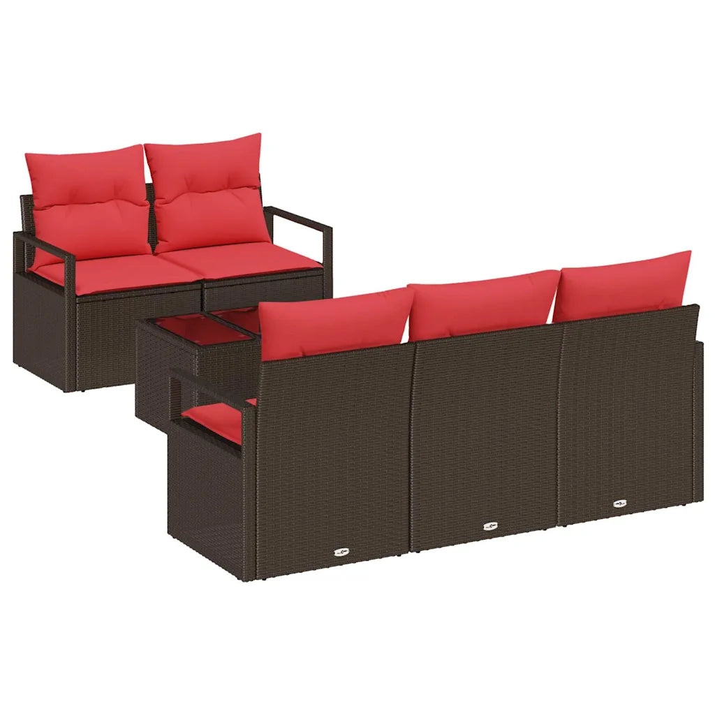 Set di divani 6 pcs Marrone e Rosso polyrattan 3346264