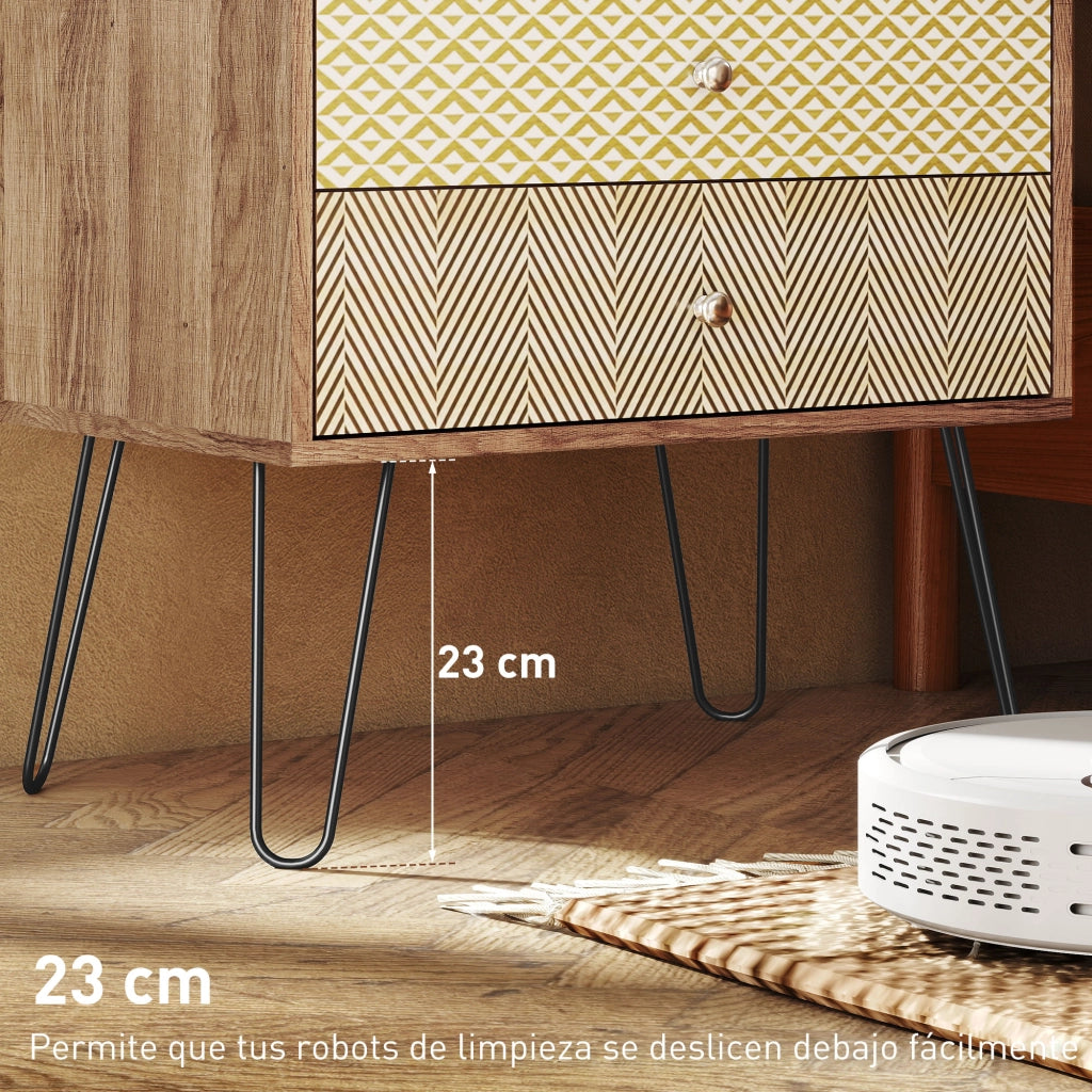 Com¨° con 4 Cassetti ¨C Zephmum ¨C Legno Multicolore 60x39x86 cm
