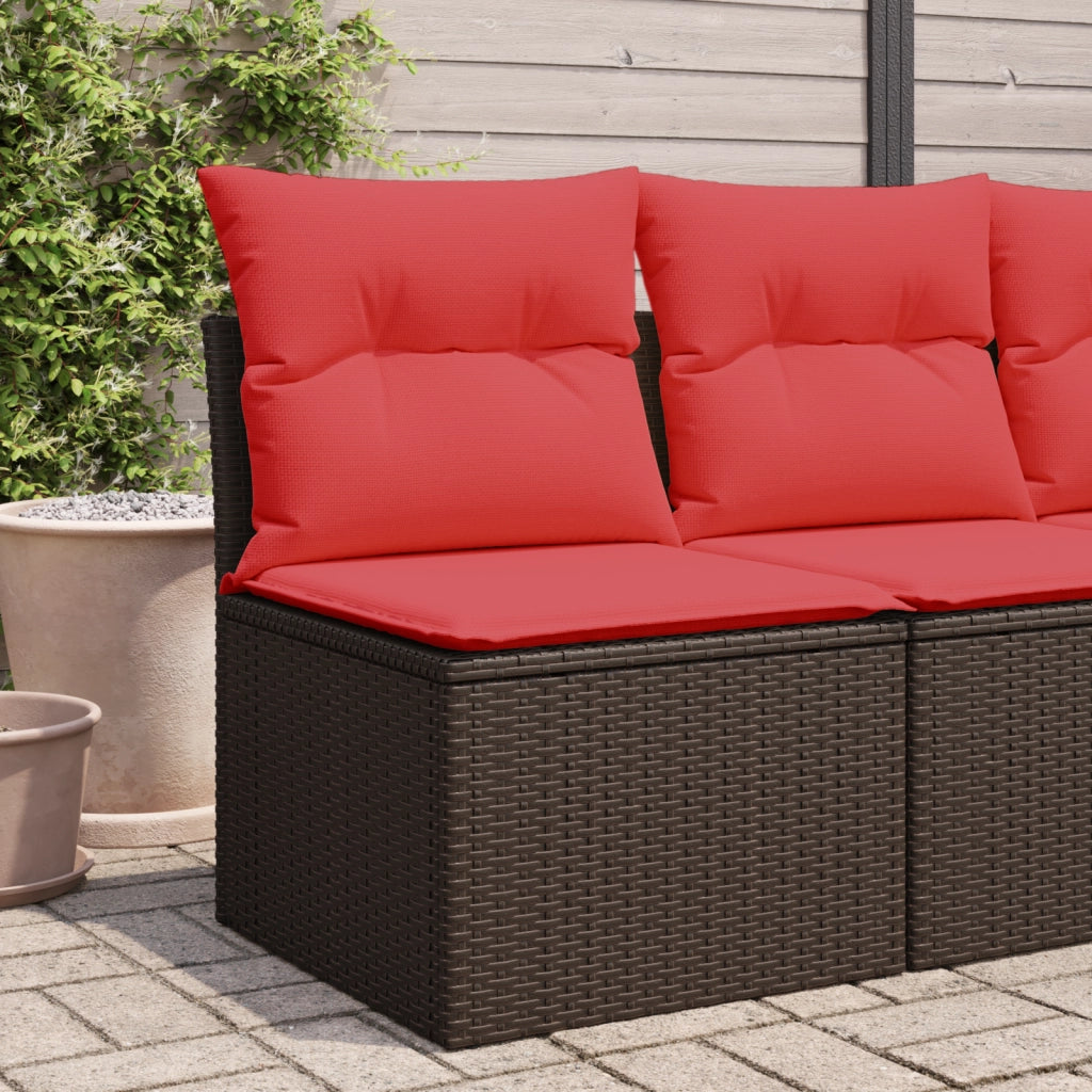 Divano da giardino senza braccioli con cuscini marrone in polyrattan 366224