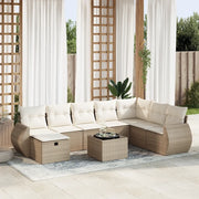 Set Divano da Giardino 9 pz con Cuscini Beige in Polyrattan 3325644