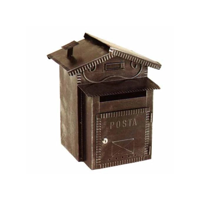 FBB 8026091002077 Cassetta Postale Esterna Casetta Ferro Battuto Tetto Parapioggia Vano Portapane 27x27x41 cm colore Nero