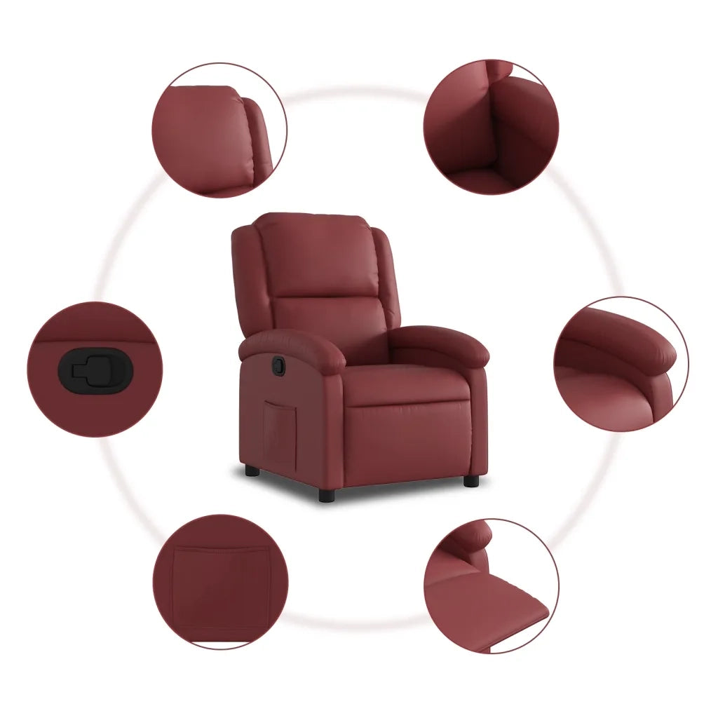 Poltrona | Sedia Relax Reclinabile Rosso Vino in Similpelle
