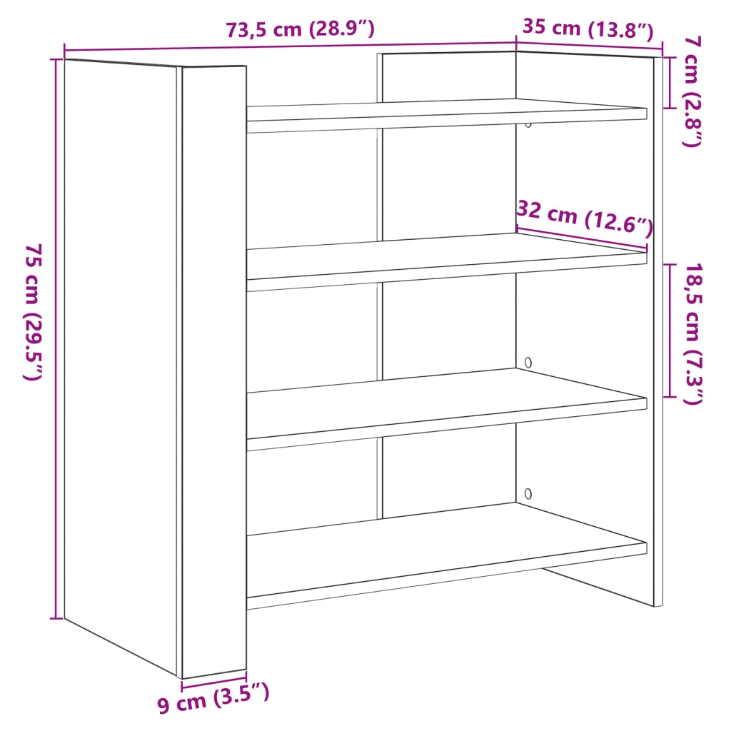 Credenza Nera 73,5x35x75 cm in Legno Multistrato 848389