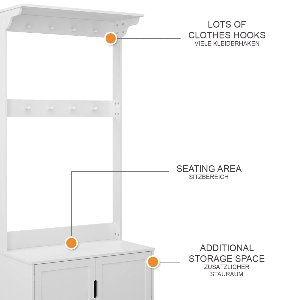 Vicco Appendiabiti Bianco 80 x 180 cm con 2 porte