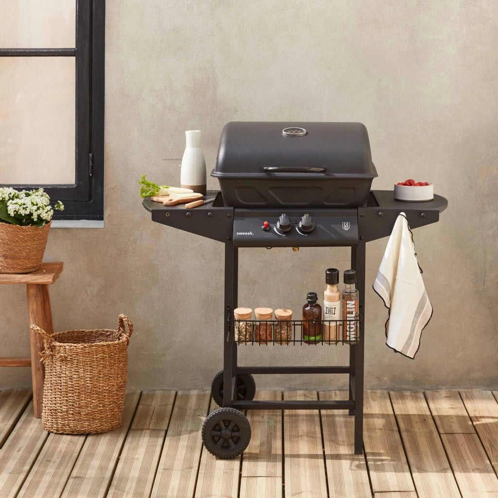 Barbecue a gas a 2 bruciatori, nero