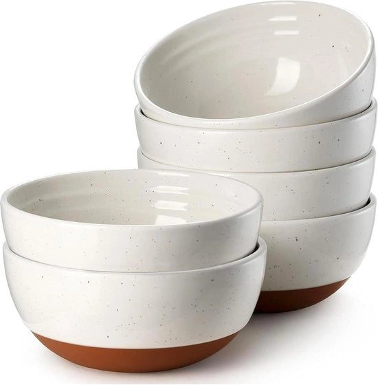 Set di contenitori ceramici 6 pezzi - 680 ml - per muesli, dessert, zuppe, insalate - resistente a microonde e lavastoviglie - bianco alabastro