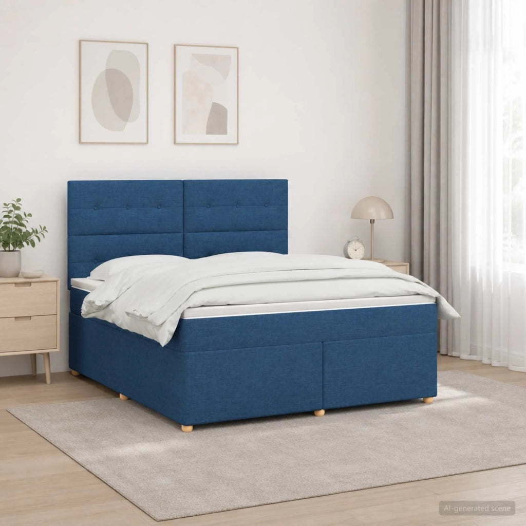 Letto box spring con materasso Blu 140 x 190 cm Tessuto 3455349