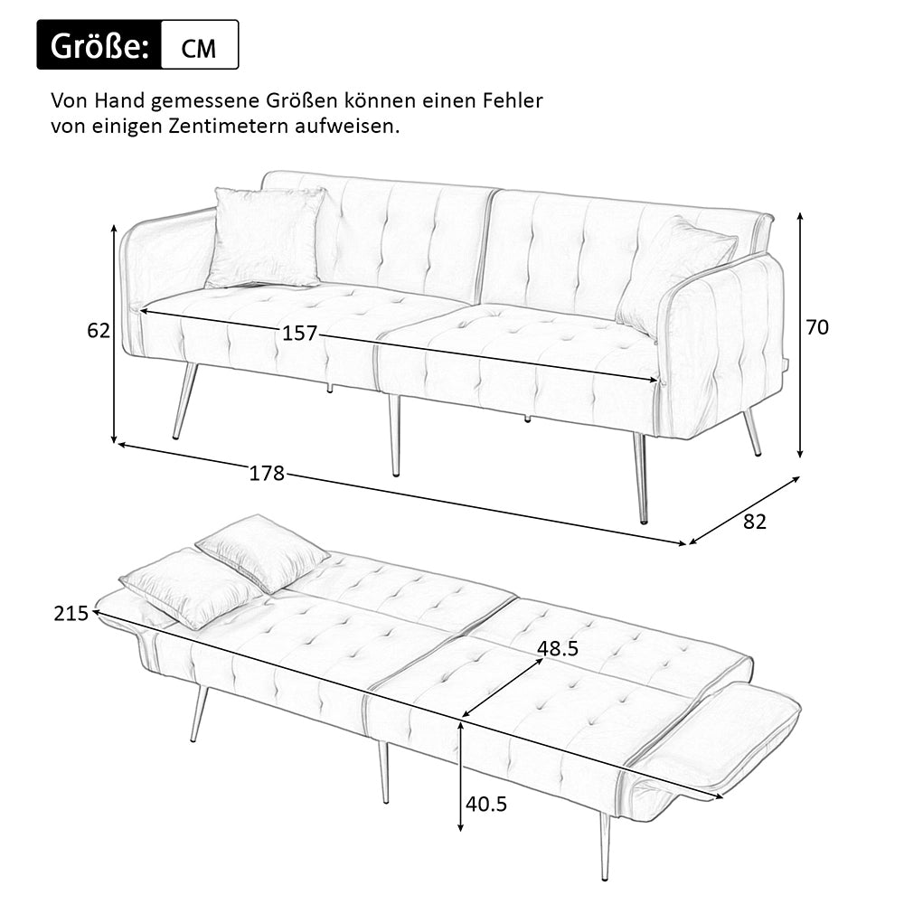 Divano letto 2 posti - Xylo - Regolabile in velluto 180x190 cm