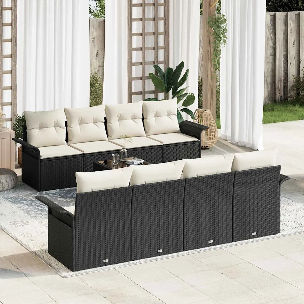Set Divano da Giardino 9 pcs Nero Poly Rattan 3345287