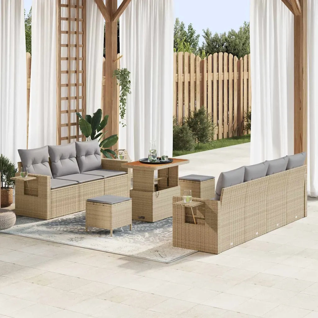 Set Divano da Giardino con cuscino 10 pcs beige e grigio chiaro 3363662