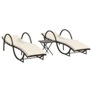 Lettini Prendisole 2 pz | Sdraio da giardino | Lettino da sole con Tavolino Marrone in Polyrattan