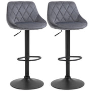SET 2 SGABELLI DA BAR CON SCHIENALE E ALTEZZA REGOLABILE INDUSTRIAL GRIGIO-NERO