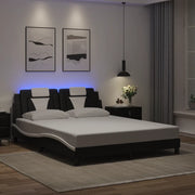 Giroletto Viana con LED senza Materasso Nero e Bianco 160x200 cm