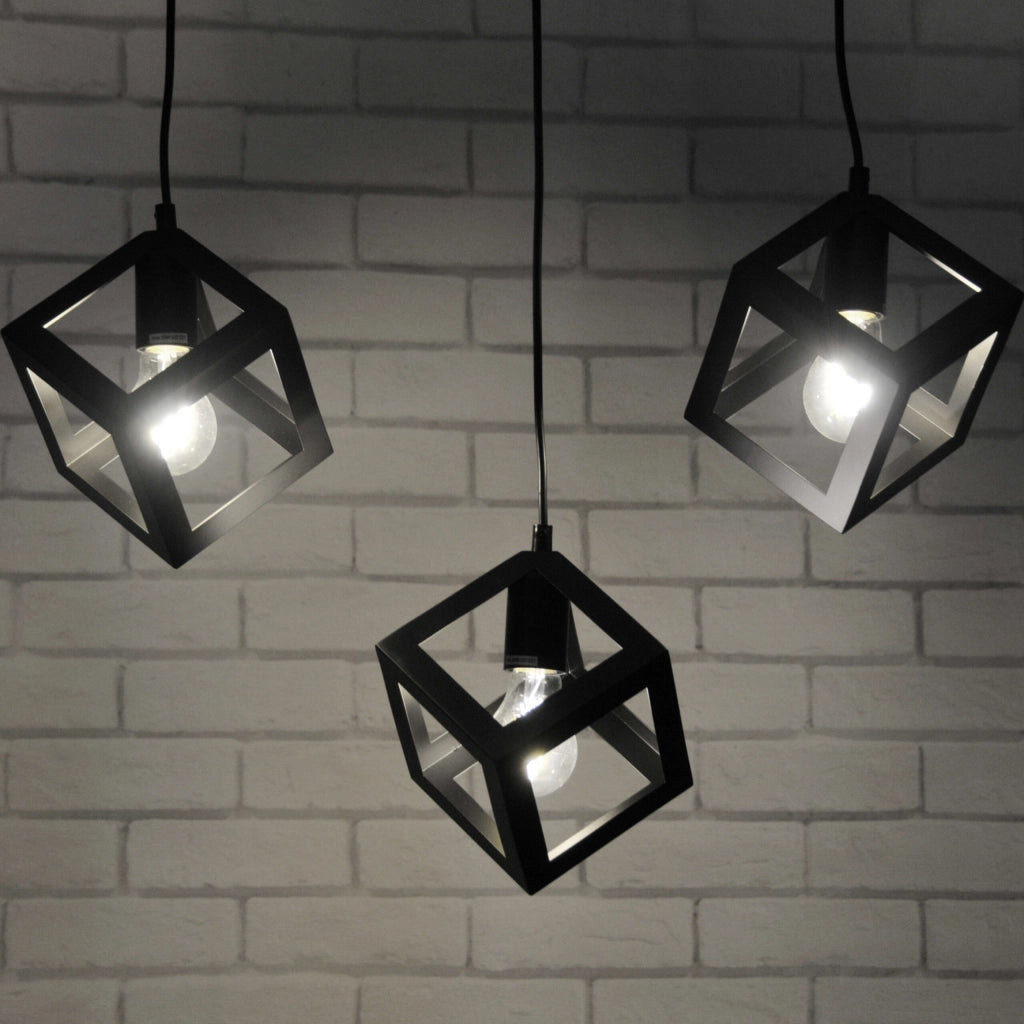 Lampada a sospensione Polux Sweden Wood 3xE27 nera