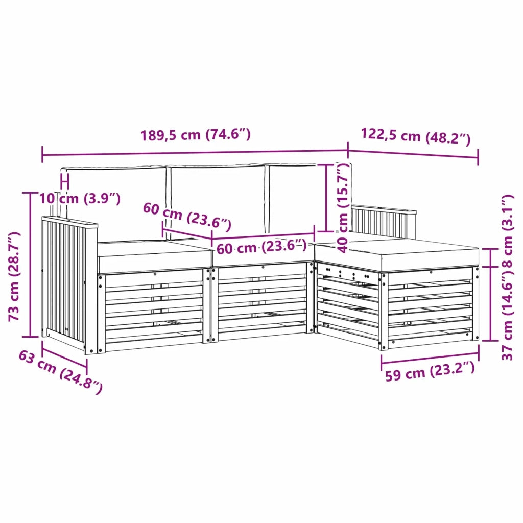 Set di divani da esterno 4 pcs Bianco e Antracite 3391632