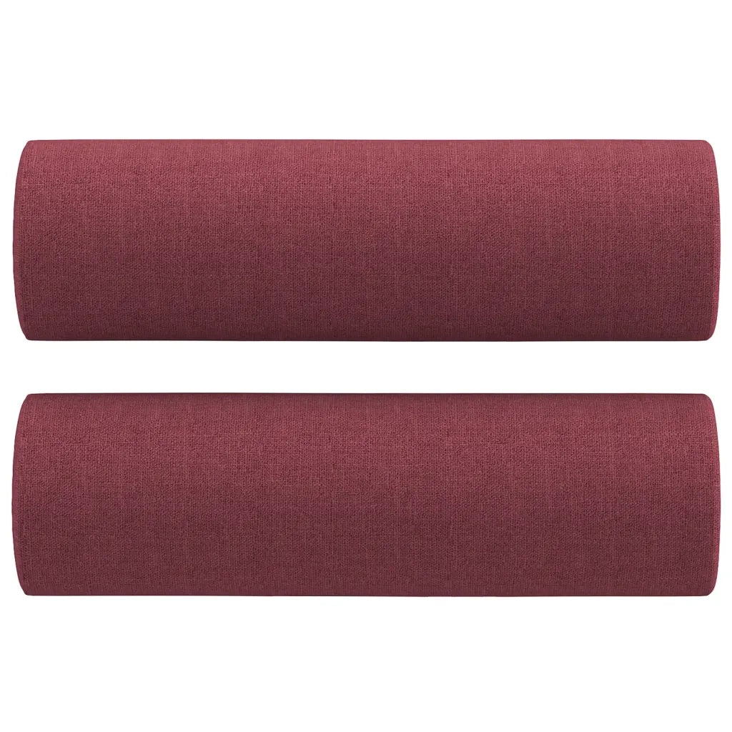 Set di Divani 3 pz con Cuscini Rosso Vino in Tessuto 3201864